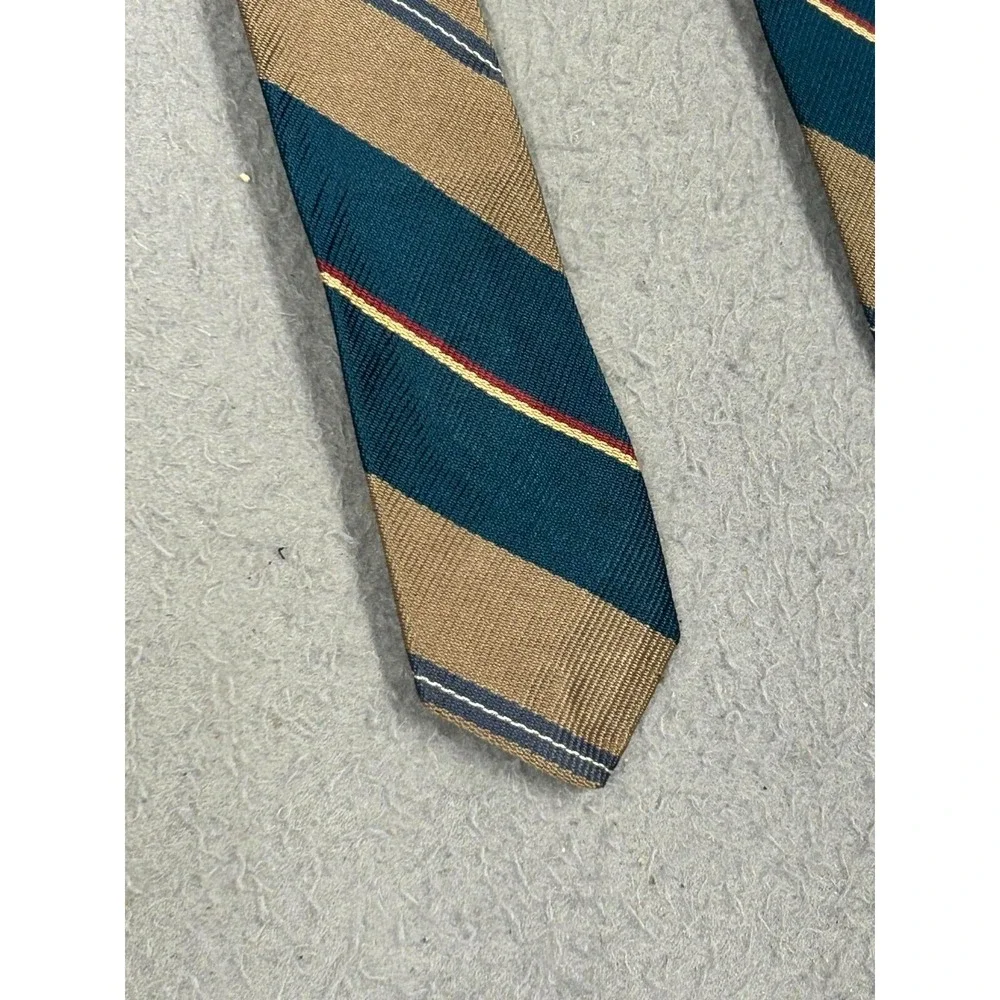 Robert Talbott Tie Mens H. Davis‎ & Sons 100% Silk Hand Sewn Teal Tan Stripped